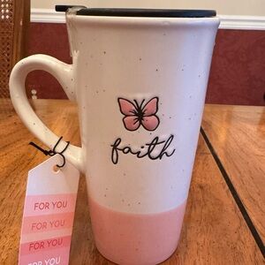 Faith butterfly deco mug. NWT